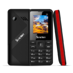 Sunelan S8 black and red mobile phone, front, back and side views